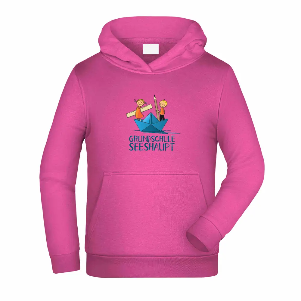 Schulhoodie Grundschule Seeshaupt Pink Seeshirt.de