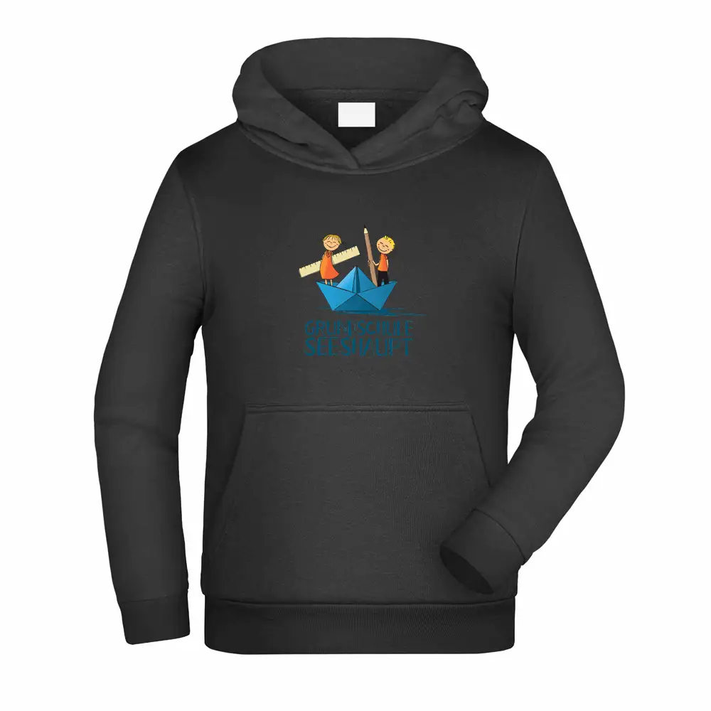 Schulhoodie Grundschule Seeshaupt Schwarz Seeshirt.de